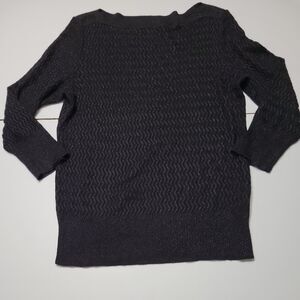 Choices Sweater Womens M Metallic Black 3/4 Long Sleeve Holiday Blouse Rayon Top